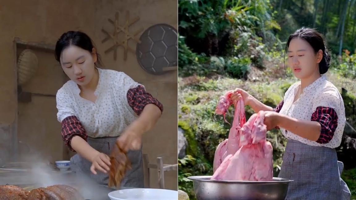 Cuộc sống rừng rậm Trung Quốc Món ăn ngon Nấu ăn Món ăn Cô gái xinh đẹp Part 11