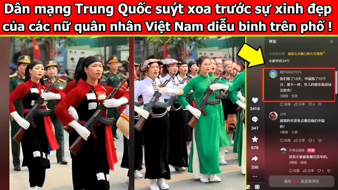 Dân mạng Trung Quốc suýt xoa trước sự xinh đẹp của các nữ quân nhân Việt Nam diễu binh trên phố !